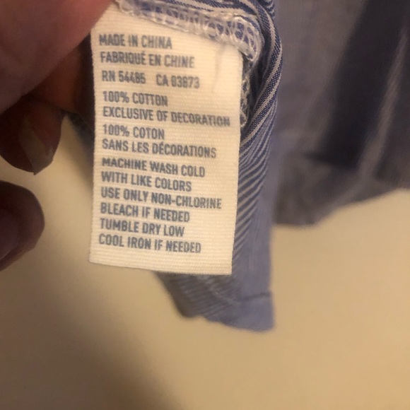 American Eagle Outfitters Blue & White Striped Top w/Short Cuffed sleeves - Picture 6 of 6